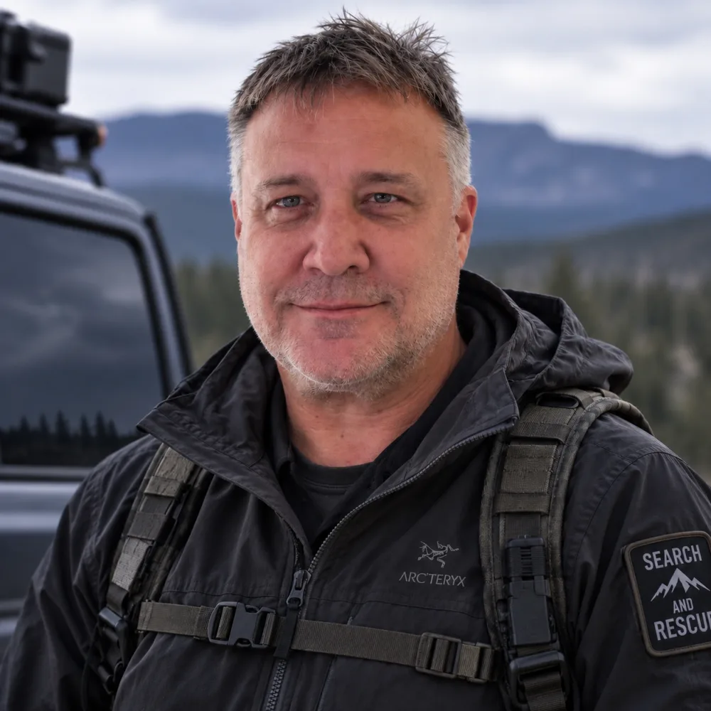 Steve Fischer, private search and rescue investigator, in the field